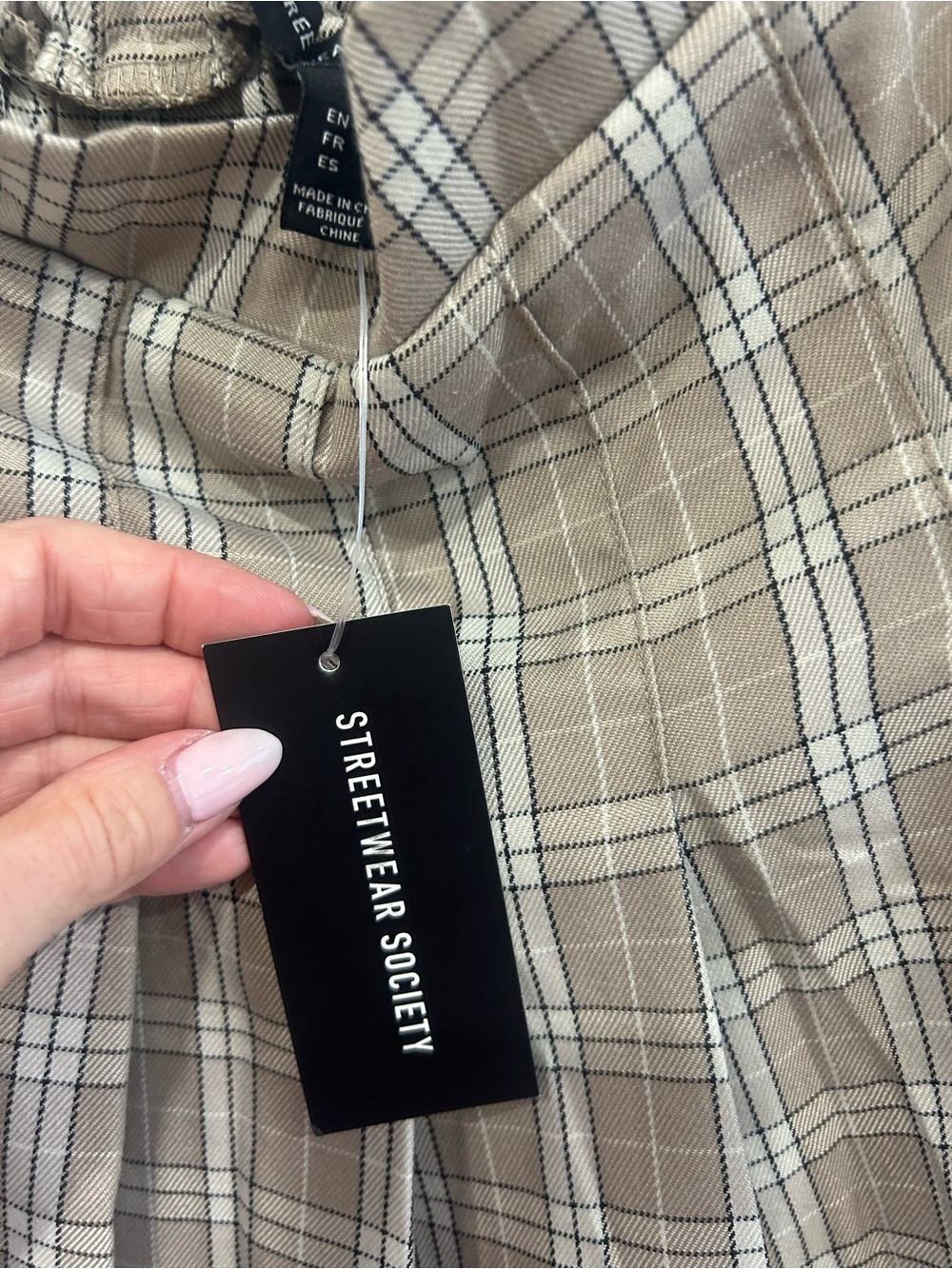 Free People Plaid Skirt in Beige and Black